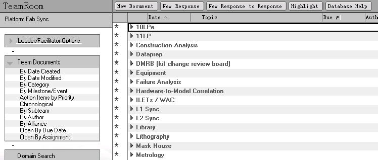 Lotus Notes Team Room