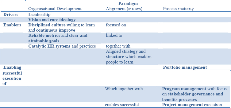 Factors of Organizational Performance when the Goals are Achieved through a Web of Projects