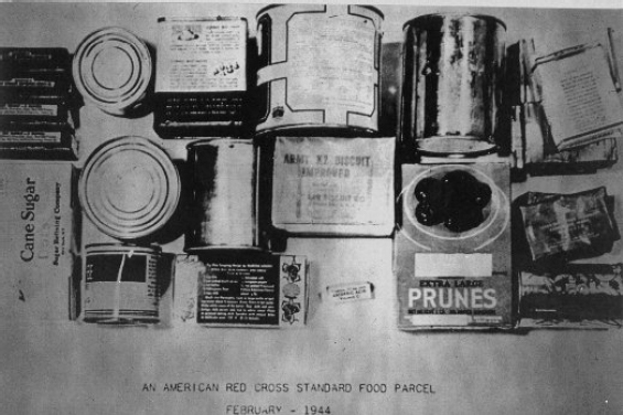 Typical foodstuffs that were found in a Red Cross parcel were used for the project budget