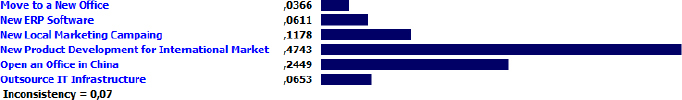 Priority Results for the Projects According to the Net Present Value Criterion