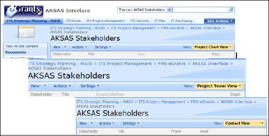 Types of Information Views of eGrants Stakeholders