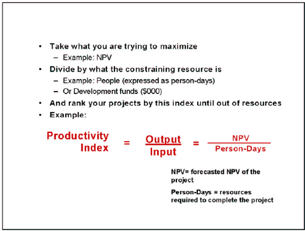 The Productivity Index – an index used to rank development projects