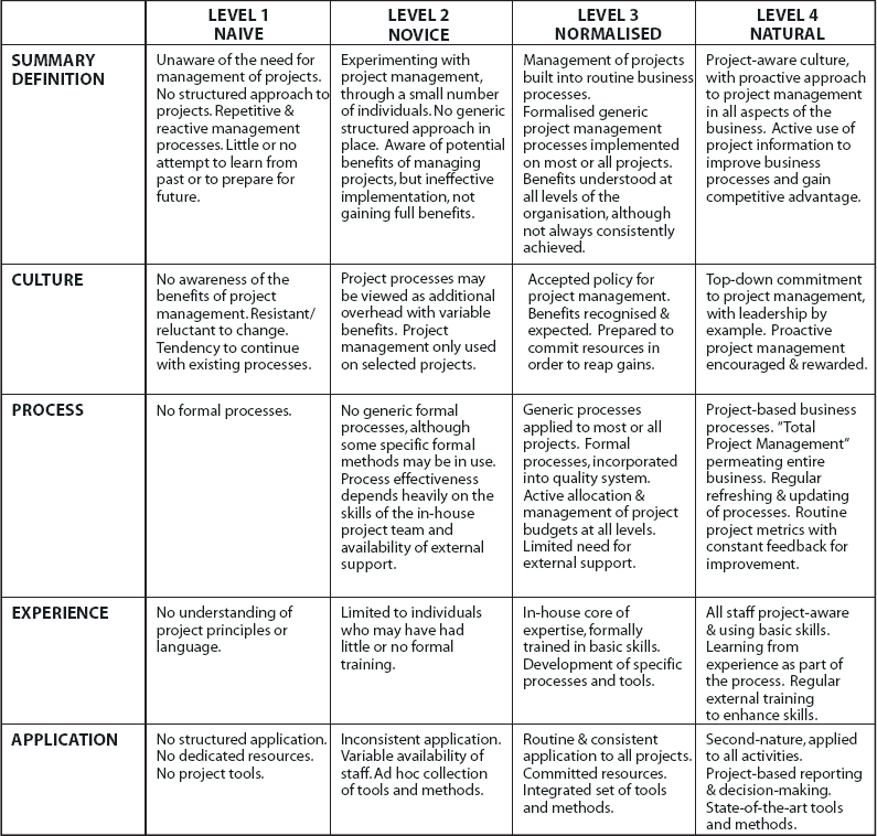 Attributes of ProMMM Levels
