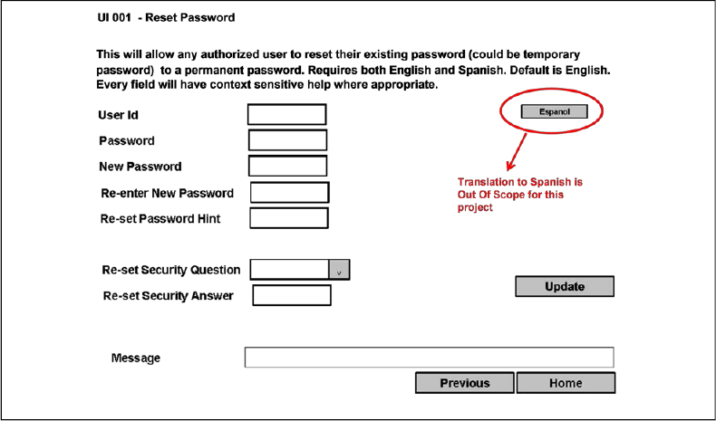 User Interface Screen Mock-Up