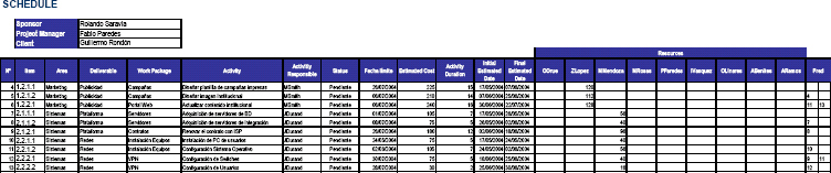 Activity schedule
