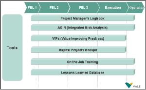 Some of the tools of Vale's Project Management Model – a simplified view