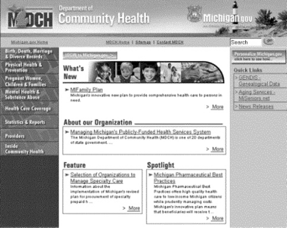 Department of Community Health Agency Webpage