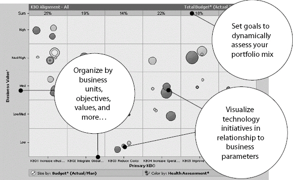 Bubble Chart—How Do You Align Your Technology With Your Business? (Courtesy Pro Sight Inc. Copyright © 2002