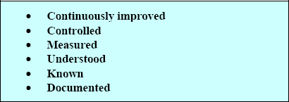 Common characteristics of mature processes
