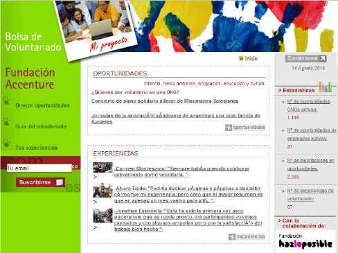 Accenture Spain’s intranet page for “Voluntariado Corporativo,” powered by Fundación Hazloposible