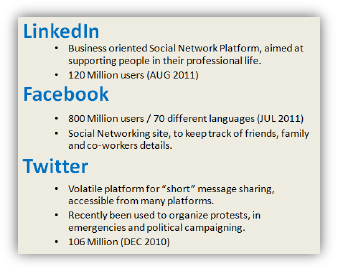 Three of the better known social media platforms
