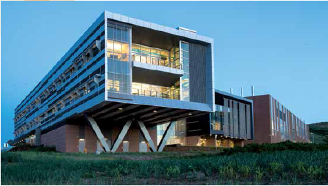 Sunrise at the Energy Systems Integration Facility (ESIF) at the National Renewable Energy Laboratory (NREL) in Golden, Colorado, USA