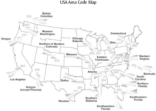 This map reflects the large number of new area codes introduced in 1995-96 alone. Numerous new codes forecast in 1997 and beyond will impact all users of telecommunications