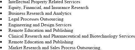 Areas for Knowledge Process Outsourcing