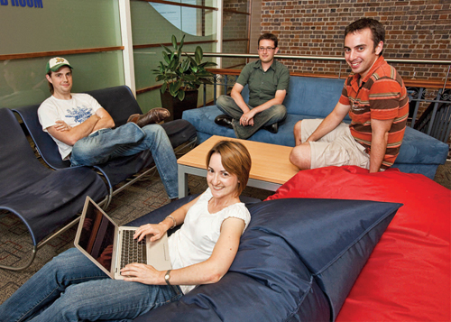 The Project Turtleneck Team: clockwise from left, Mike Cannon-Brookes, Tim Moore, Andreas Knecht and Melanie Carasso, PhD, PMP