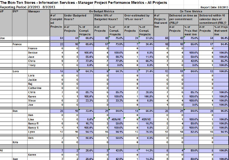 Project Performance Metrics