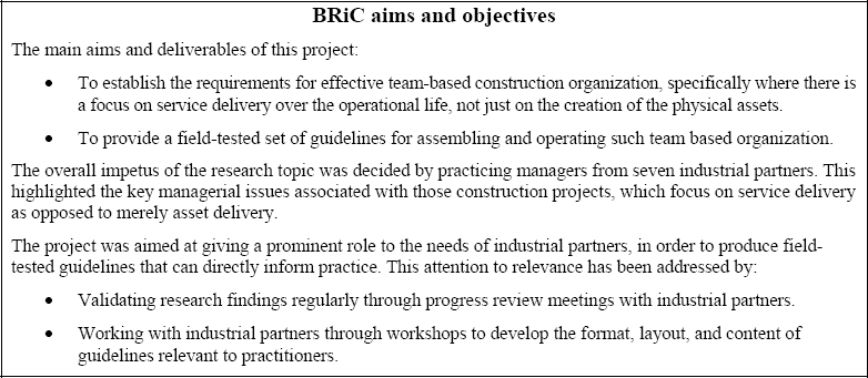 Aims of the BRiC research project