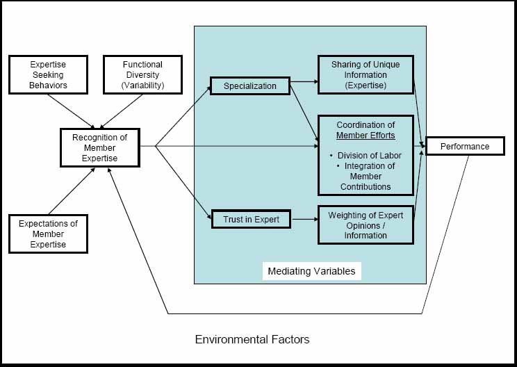 A proposed model of recognition of expertise and performance in teams