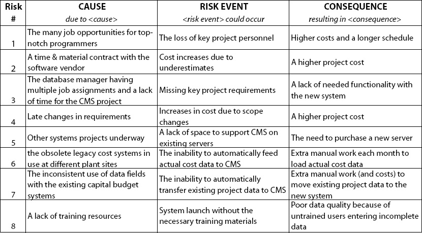 It works! Risk management on an IS project