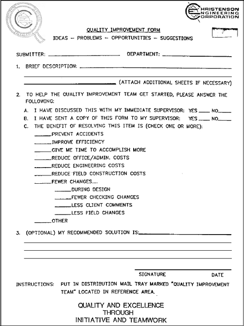 Quality Improvement Form