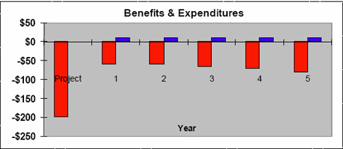 Cash flows timeline for a regulatory compliance project