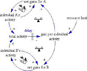 Typical structure of the “tragedy of the commons” archetype (http://en.wikipedia.org/)