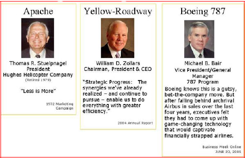Examples of strategic portfolio leadership. “Less is More.” “Synergies.” “A gutsy, bet-the-company move.”
