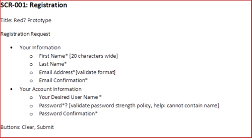 Prototype example simple MS Word