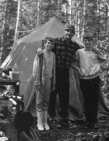 The author (left) prospecting for iron near Sudbury, Ontario, Canada circa 1969