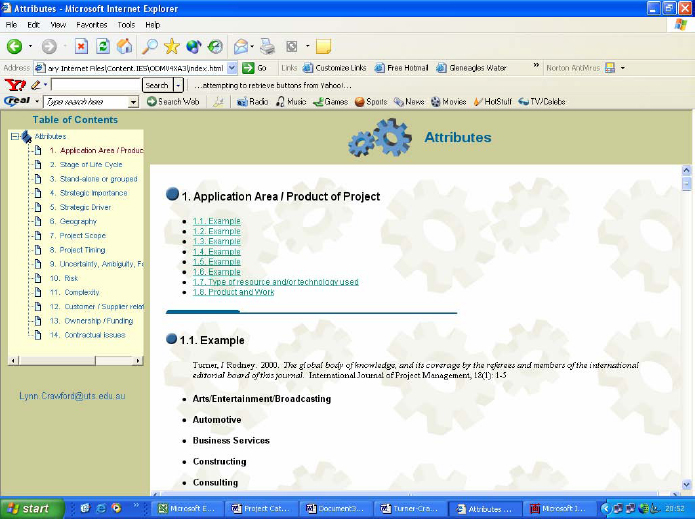 Sample web-page of the attributes map