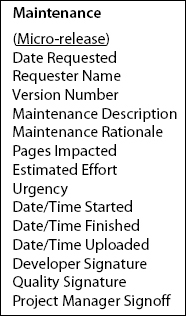 These data fields can be used to create a simple template to track and control micro-releases