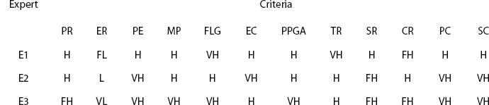 Importance Weighting of Criteria Assessed by Experts Using Linguistic Terms