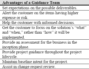 Advantages of a guidance team