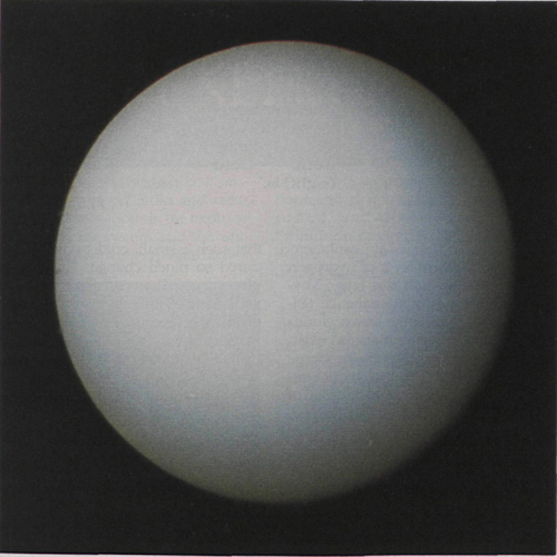 The picture above shows Uranus as human eyes would see it, a uniformly blue planet