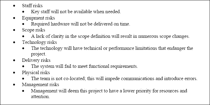 Project Risk Areas
