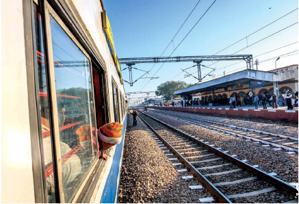 An express train travels between Sawai Madhopur and Fatehpur, Uttar Pradesh, India