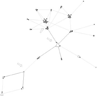 Knowledge Network Between Projects T and E, Excluding Overlapping Members
