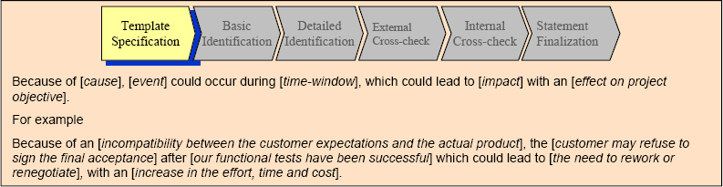 A typical Template for a fully specified risk statement