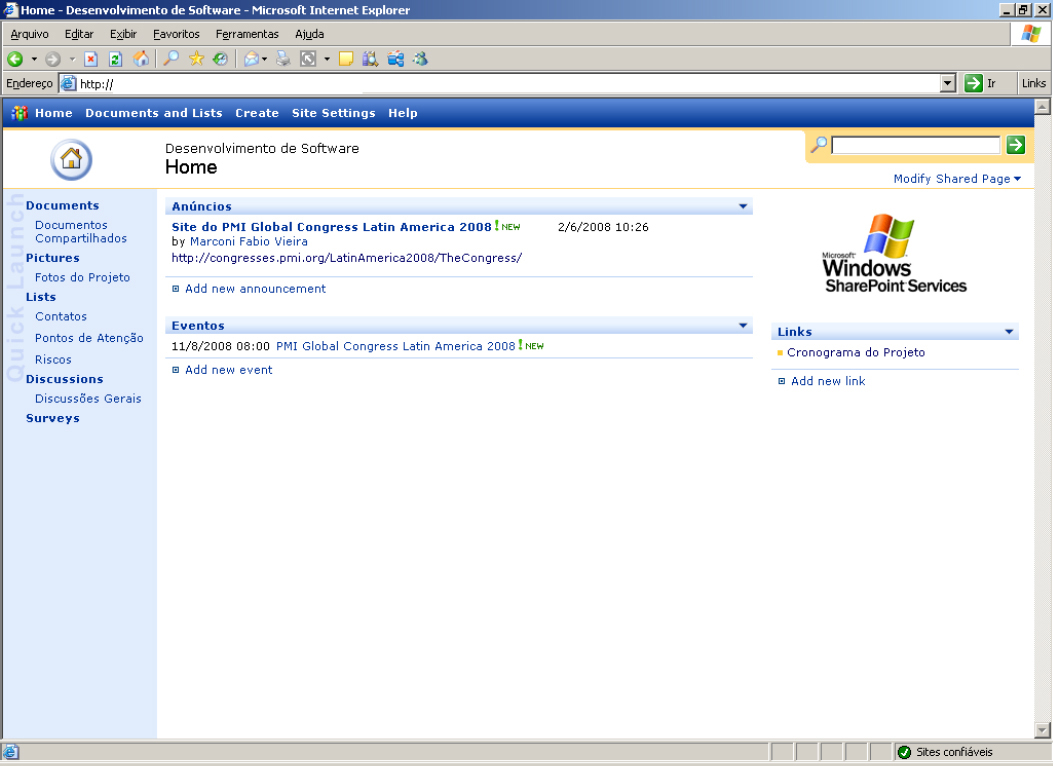 Site do Projeto – Tela Home
