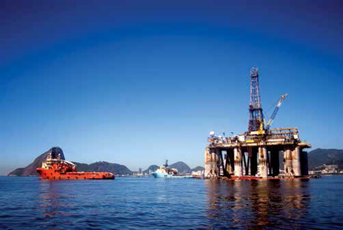 An oil platform off the coast of Rio de Janeiro, Brazil