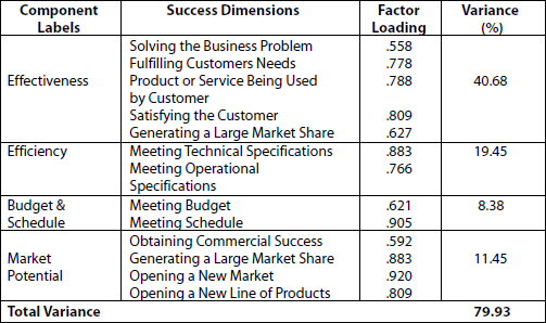 Factor Loadings for 12 Success Dimensions