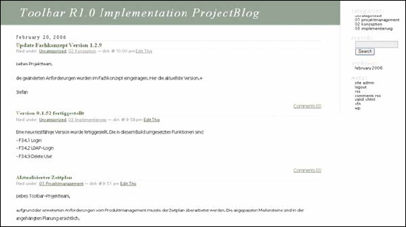 Project diary weblog
