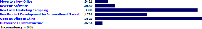 Priority Results for the Projects According to the Improves Reputation Criterion