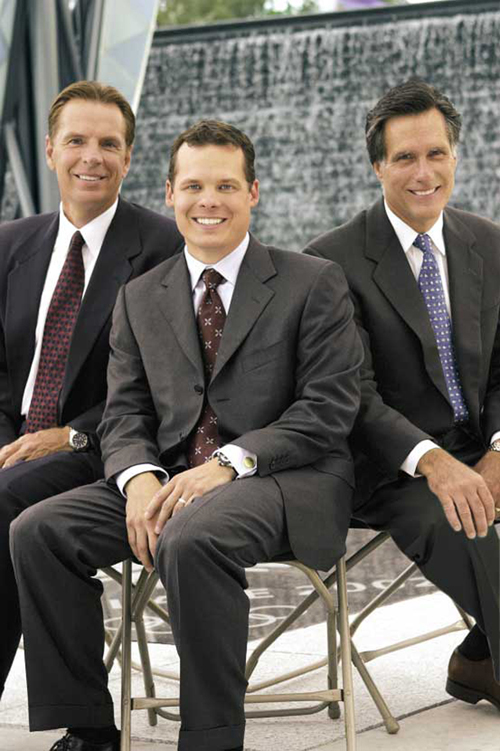 Fraser Bullock and Matthew Lehman, Sorensen Capital, and Massachusetts Gov. Mitt Romney, all of the Salt Lake Organizing Committee