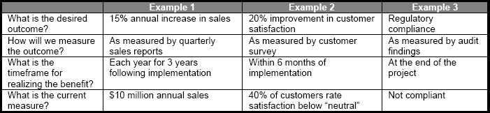 ways to characterize benefits for planning purposes