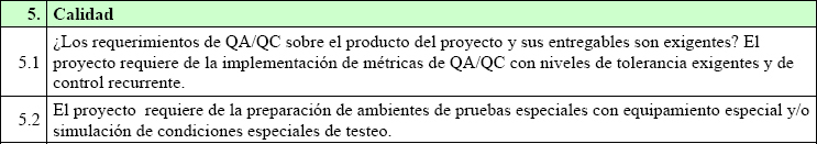 Factores que determinan la complejidad en la calidad
