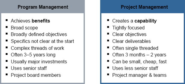 Business change management using program management