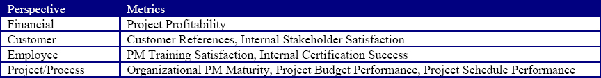Initial SAP PMO Metrics (note some company-confidential measures are excluded)