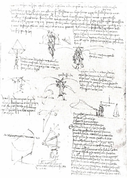 Leonardo da Vinci: Drawings of parachute and flying (Buzan, 1996, p. 297)