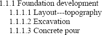Foundation Development Outline from House Project